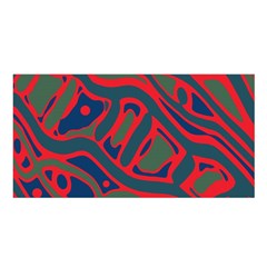 Red and green abstract art Satin Shawl