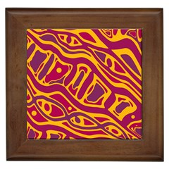 Orange abstract art Framed Tiles