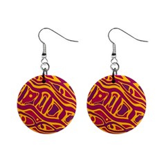 Orange abstract art Mini Button Earrings