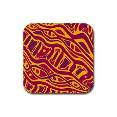 Orange abstract art Rubber Coaster (Square) 