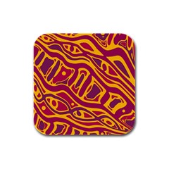 Orange abstract art Rubber Square Coaster (4 pack) 