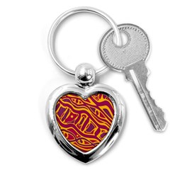 Orange abstract art Key Chains (Heart) 