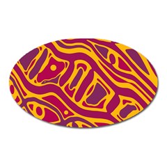 Orange Abstract Art Oval Magnet by Valentinaart