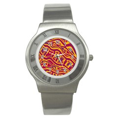 Orange abstract art Stainless Steel Watch