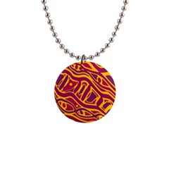 Orange abstract art Button Necklaces