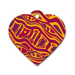 Orange abstract art Dog Tag Heart (Two Sides)