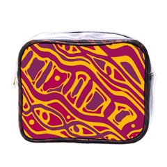 Orange abstract art Mini Toiletries Bags