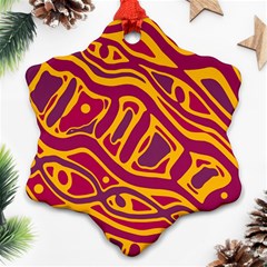 Orange abstract art Snowflake Ornament (2-Side)