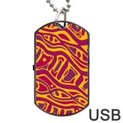 Orange abstract art Dog Tag USB Flash (One Side)