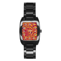 Orange abstract art Stainless Steel Barrel Watch