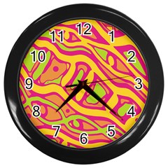 Orange Hot Abstract Art Wall Clocks (black) by Valentinaart