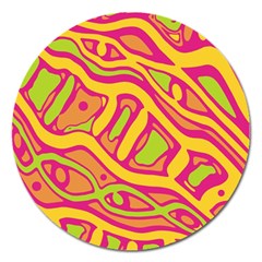 Orange Hot Abstract Art Magnet 5  (round)