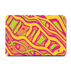 Orange Hot Abstract Art Small Doormat  by Valentinaart