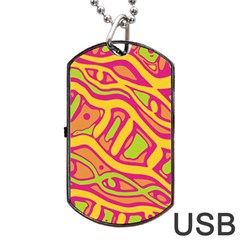 Orange Hot Abstract Art Dog Tag Usb Flash (one Side) by Valentinaart