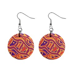 Orange Decorative Abstract Art Mini Button Earrings by Valentinaart