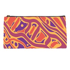 Orange Decorative Abstract Art Pencil Cases by Valentinaart