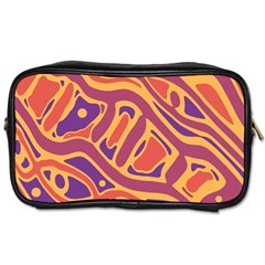 Orange Decorative Abstract Art Toiletries Bags by Valentinaart