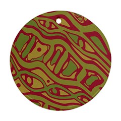 Brown Abstract Art Ornament (round)  by Valentinaart