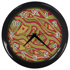 Brown Abstract Art Wall Clocks (black) by Valentinaart