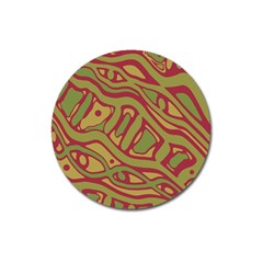 Brown Abstract Art Magnet 3  (round) by Valentinaart