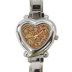 Brown Abstract Art Heart Italian Charm Watch by Valentinaart