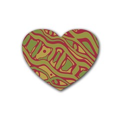 Brown Abstract Art Heart Coaster (4 Pack)  by Valentinaart