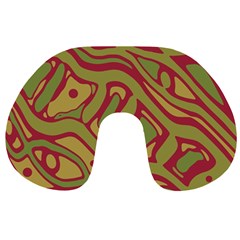 Brown Abstract Art Travel Neck Pillows by Valentinaart