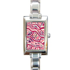 Pink And Purple Abstract Art Rectangle Italian Charm Watch by Valentinaart