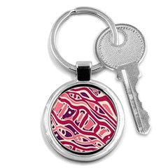 Pink And Purple Abstract Art Key Chains (round)  by Valentinaart