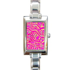 Pink Abstract Art Rectangle Italian Charm Watch by Valentinaart