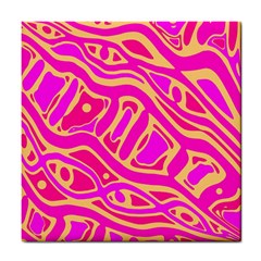 Pink Abstract Art Tile Coasters by Valentinaart