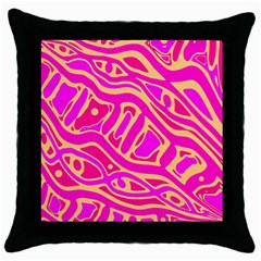 Pink Abstract Art Throw Pillow Case (black) by Valentinaart