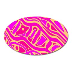 Pink Abstract Art Oval Magnet by Valentinaart