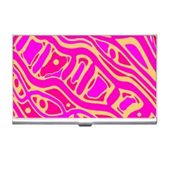 Pink Abstract Art Business Card Holders by Valentinaart