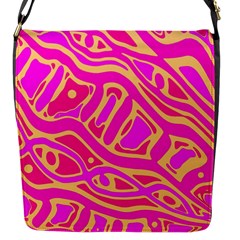 Pink Abstract Art Flap Messenger Bag (s) by Valentinaart