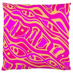 Pink Abstract Art Large Flano Cushion Case (two Sides) by Valentinaart