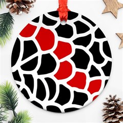 Red, Black And White Abstraction Ornament (round)  by Valentinaart