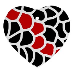 Red, Black And White Abstraction Ornament (heart)  by Valentinaart