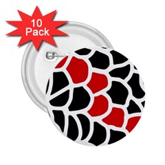 Red, Black And White Abstraction 2 25  Buttons (10 Pack)  by Valentinaart