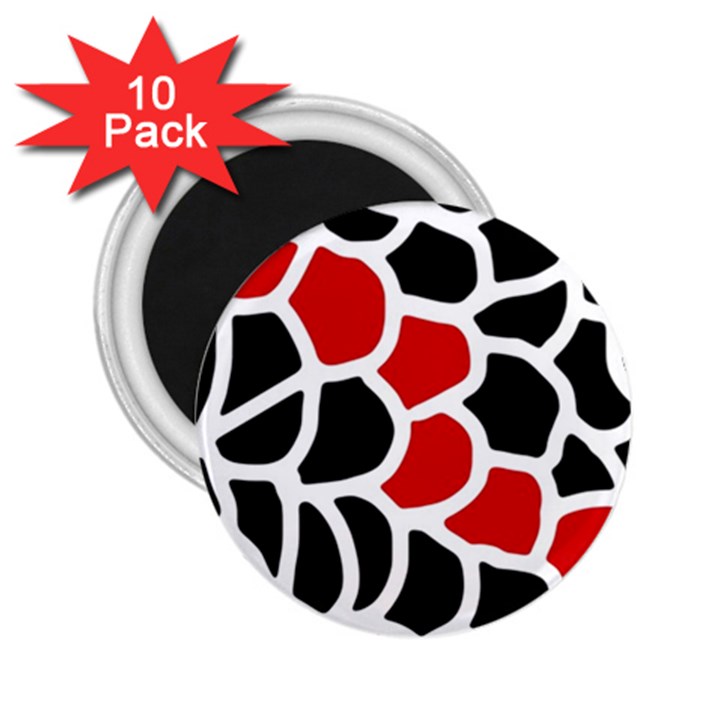 Red, black and white abstraction 2.25  Magnets (10 pack) 