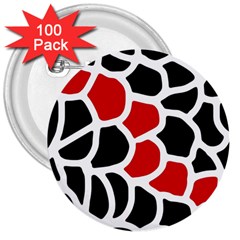 Red, Black And White Abstraction 3  Buttons (100 Pack)  by Valentinaart