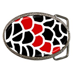 Red, Black And White Abstraction Belt Buckles by Valentinaart