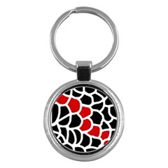 Red, Black And White Abstraction Key Chains (round)  by Valentinaart