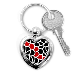 Red, Black And White Abstraction Key Chains (heart)  by Valentinaart