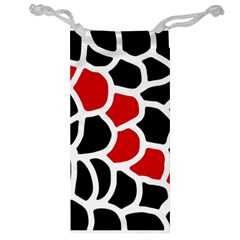 Red, Black And White Abstraction Jewelry Bags by Valentinaart