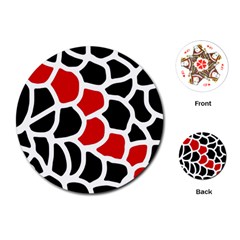 Red, Black And White Abstraction Playing Cards (round)  by Valentinaart