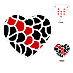 Red, Black And White Abstraction Playing Cards (heart)  by Valentinaart