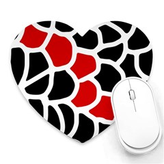 Red, Black And White Abstraction Heart Mousepads by Valentinaart