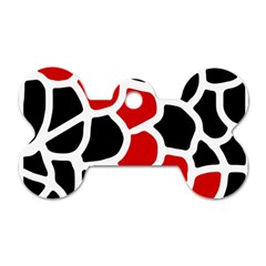 Red, Black And White Abstraction Dog Tag Bone (one Side) by Valentinaart