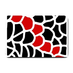 Red, Black And White Abstraction Small Doormat  by Valentinaart